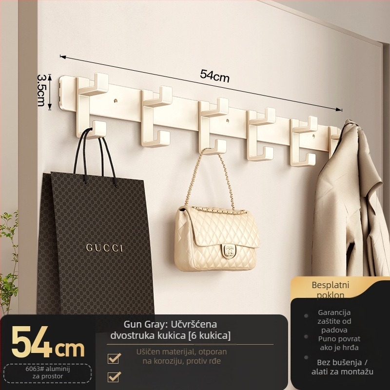 Zidni vješalica za odjeću — model Fjdtdygg, Space aluminij, završna obloga pečenom bojom, za vrata i garderobe, moderan stil, lagani luksuz