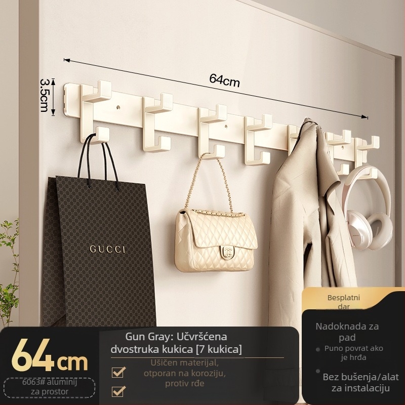 Zidni vješalica za odjeću — model Fjdtdygg, Space aluminij, završna obloga pečenom bojom, za vrata i garderobe, moderan stil, lagani luksuz