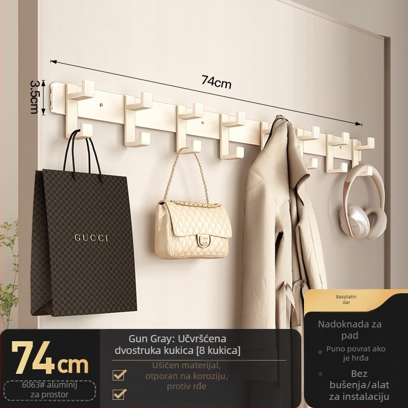 Zidni vješalica za odjeću — model Fjdtdygg, Space aluminij, završna obloga pečenom bojom, za vrata i garderobe, moderan stil, lagani luksuz