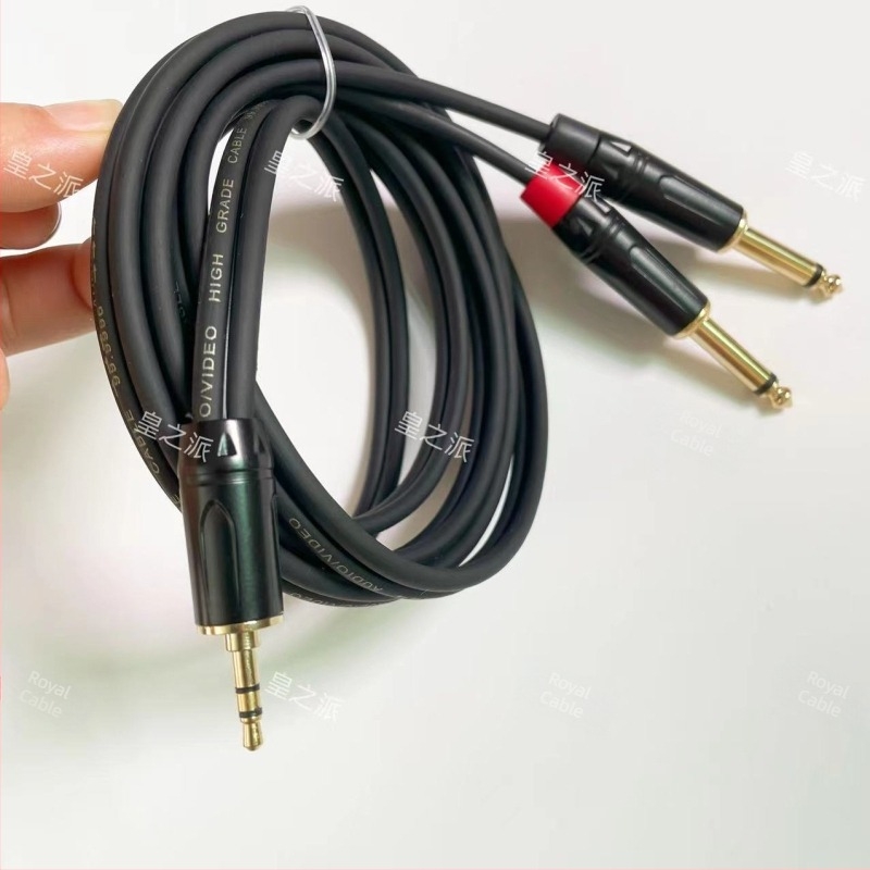 3,5 mm na dvostruki 6,35 mm stereo audio kabel, razdjelnik, dva muška 6,35 mm priključka, 2 vodiča