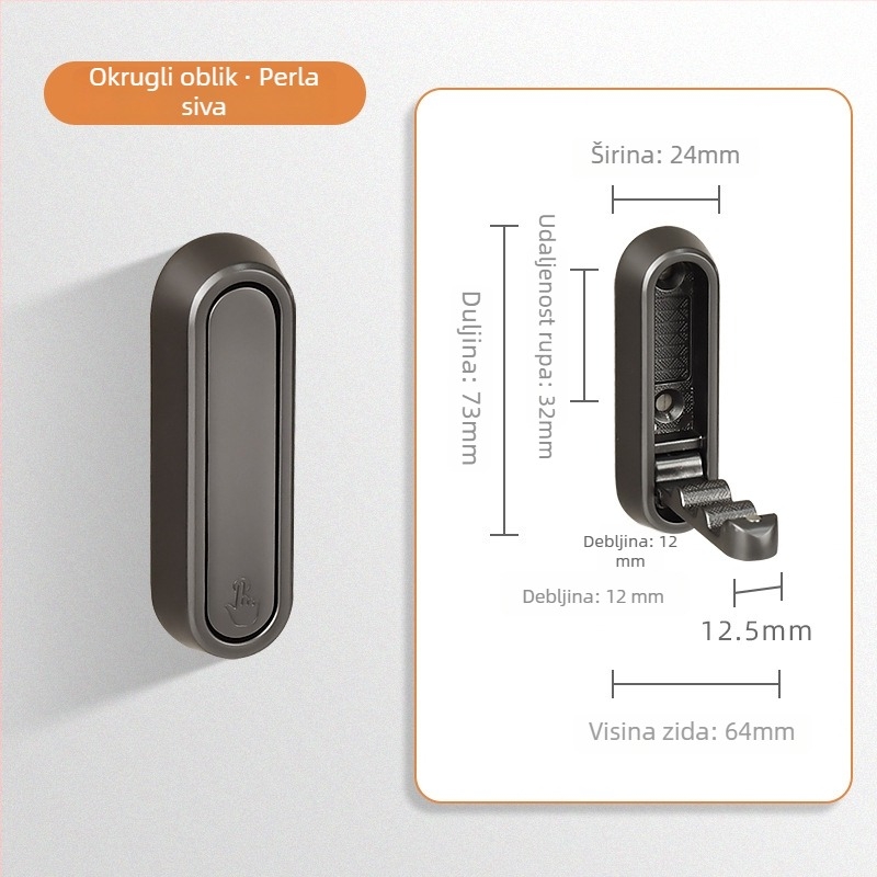Zidni sklopivi držač za odjeću – bez bušenja (Model: Zidni sklopivi držač; Materijal: cinkova aluminijska legura; Upotreba: spavaća soba, hodnik, kuhinja, kupaonica; Stil: moderni minimalistički)