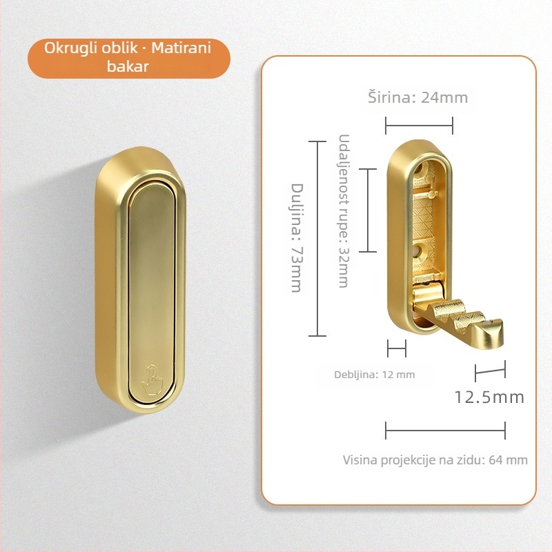 Zidni sklopivi držač za odjeću – bez bušenja (Model: Zidni sklopivi držač; Materijal: cinkova aluminijska legura; Upotreba: spavaća soba, hodnik, kuhinja, kupaonica; Stil: moderni minimalistički)