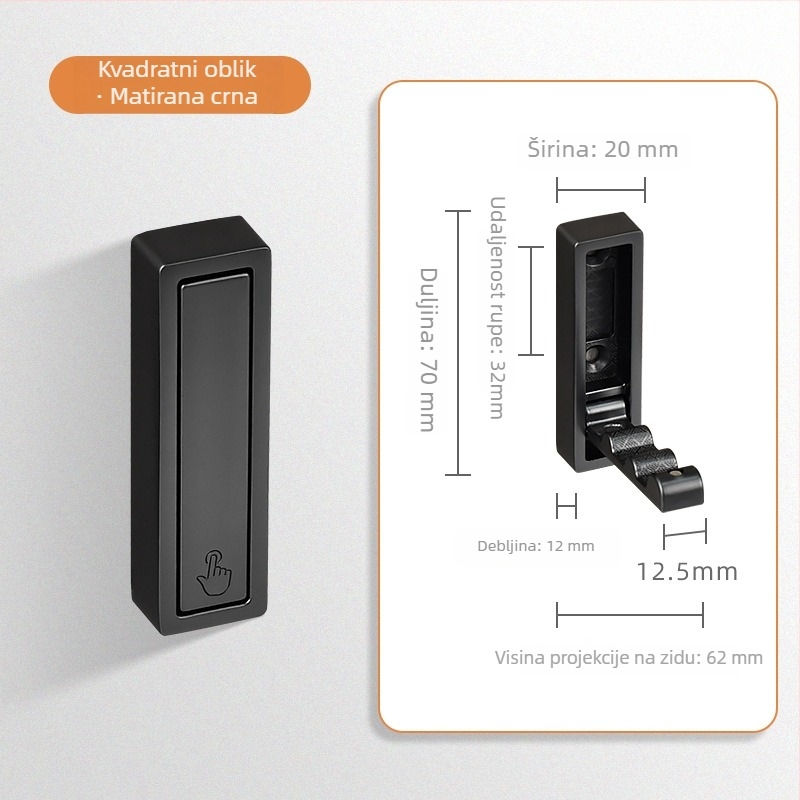 Zidni sklopivi držač za odjeću – bez bušenja (Model: Zidni sklopivi držač; Materijal: cinkova aluminijska legura; Upotreba: spavaća soba, hodnik, kuhinja, kupaonica; Stil: moderni minimalistički)