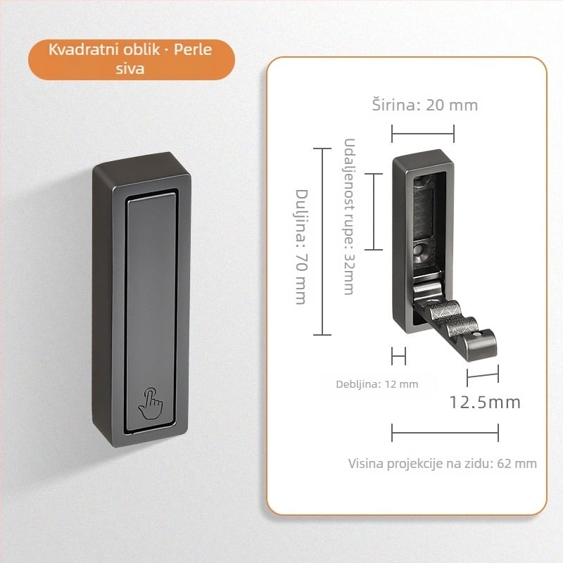 Zidni sklopivi držač za odjeću – bez bušenja (Model: Zidni sklopivi držač; Materijal: cinkova aluminijska legura; Upotreba: spavaća soba, hodnik, kuhinja, kupaonica; Stil: moderni minimalistički)