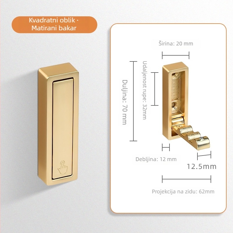 Zidni sklopivi držač za odjeću – bez bušenja (Model: Zidni sklopivi držač; Materijal: cinkova aluminijska legura; Upotreba: spavaća soba, hodnik, kuhinja, kupaonica; Stil: moderni minimalistički)