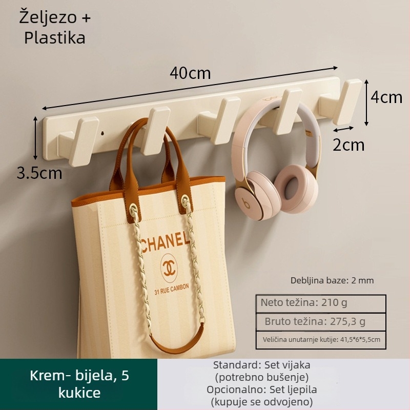 Zidna vješalica za odjeću, Model 9126, Materijal: Space aluminum, Završna obrada: sprej plastika, Za vješanje stvari, Stil: Moderni minimalistički