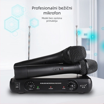 Dvokatani bežični sustav mikrofona za KTV, konferencije i pozornicu (raspon frekvencija 20 Hz–20 kHz, SNR ≥75 dB, uključuje prijemnik)