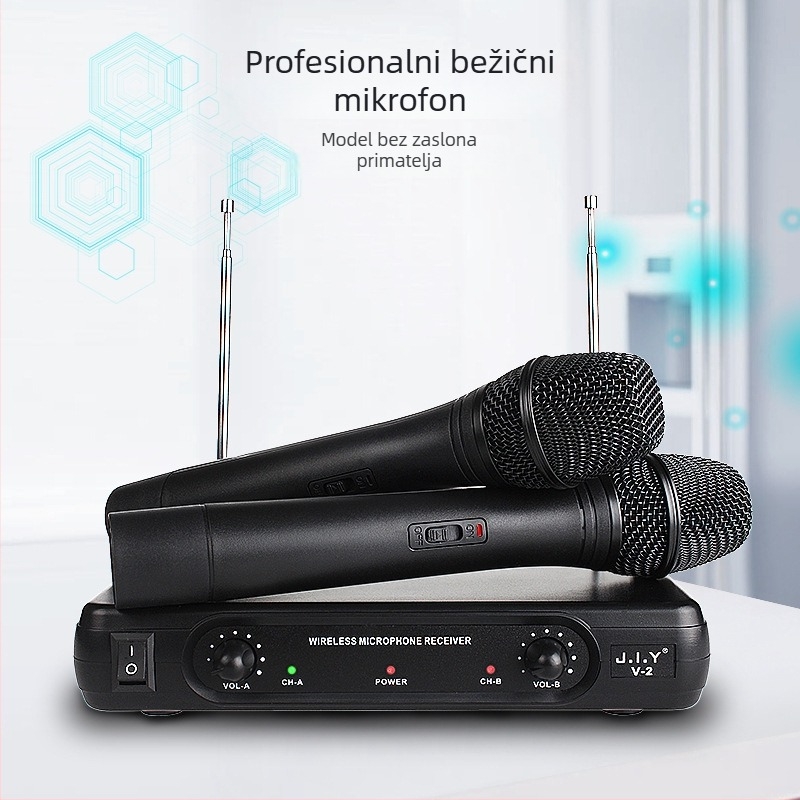 Dvokatani bežični sustav mikrofona za KTV, konferencije i pozornicu (raspon frekvencija 20 Hz–20 kHz, SNR ≥75 dB, uključuje prijemnik)