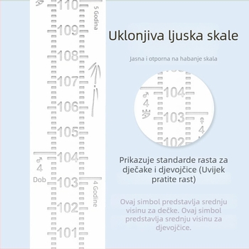 Drveni zidni naljepnica za mjerenje visine djece, samoljepljiva, vodootporna, boemski stil, zidna naljepnica sa ogledalom, 2 komada