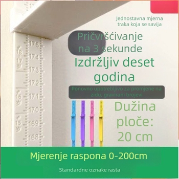 Drveni zidni naljepnica za mjerenje visine djece, samoljepljiva, vodootporna, boemski stil, zidna naljepnica sa ogledalom, 2 komada