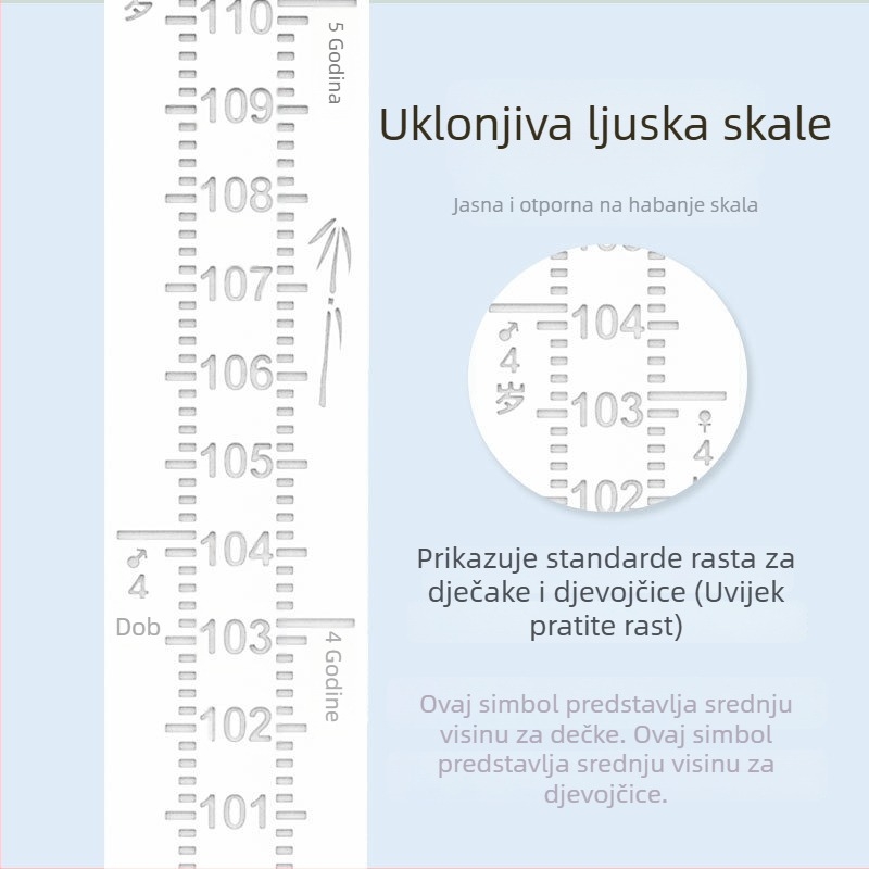 Drveni zidni naljepnica za mjerenje visine djece, samoljepljiva, vodootporna, boemski stil, zidna naljepnica sa ogledalom, 2 komada