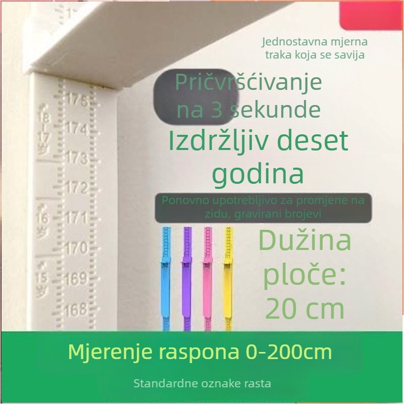 Drveni zidni naljepnica za mjerenje visine djece, samoljepljiva, vodootporna, boemski stil, zidna naljepnica sa ogledalom, 2 komada