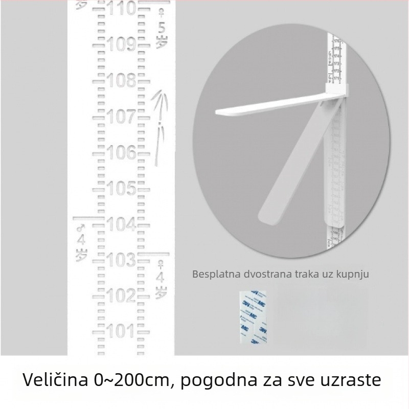 Drveni zidni naljepnica za mjerenje visine djece, samoljepljiva, vodootporna, boemski stil, zidna naljepnica sa ogledalom, 2 komada