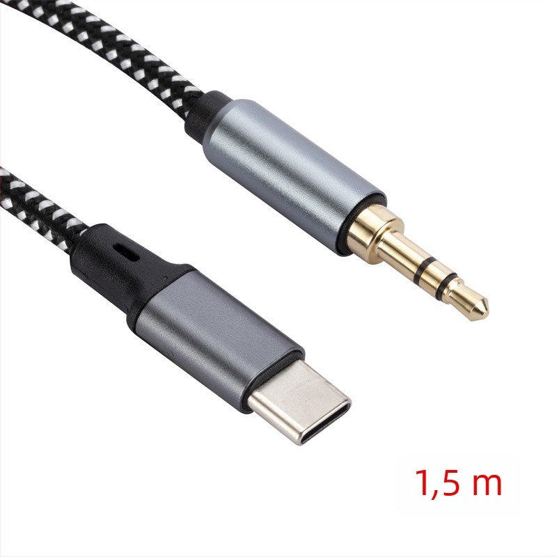 Type-C audio kabel na 3,5 mm za mobitele i tablete, zlatno premazan, pleteni bakar