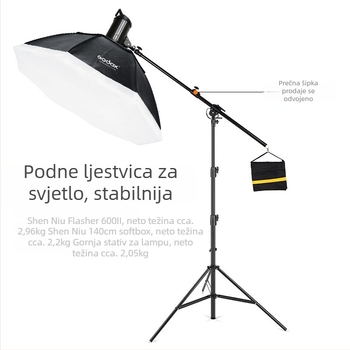 Fotografski stativ za rasvjetu (Air-Cushioned), aluminijska legura, opterećenje 8 kg, radna visina 103-280 cm, promjeri cijevi 3,5/3/2,5 cm