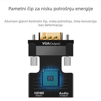 HDMI ženski na VGA muški adapter s audio priključkom za povezivanje računala/prijenosnog računala na monitor ili projektor