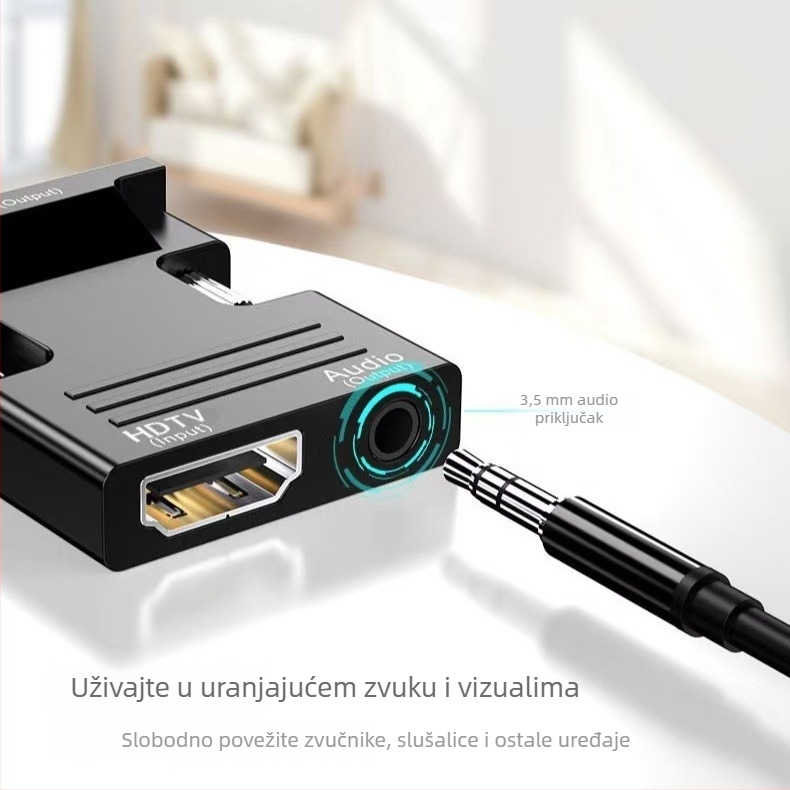 HDMI ženski na VGA muški adapter s audio priključkom za povezivanje računala/prijenosnog računala na monitor ili projektor