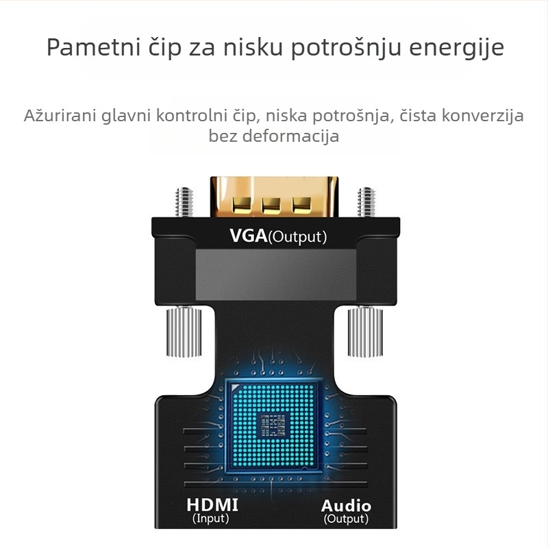 HDMI ženski na VGA muški adapter s audio priključkom za povezivanje računala/prijenosnog računala na monitor ili projektor