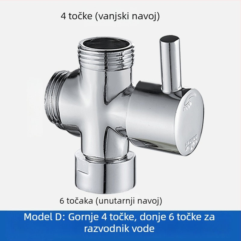 FSQ vodeni razdjelnik s 1 ulazom, 2 izlaza, 3-putna kutna ventila, navoji 4/6, unutarnji i vanjski navoji, mesing spojnik za distribuciju vode