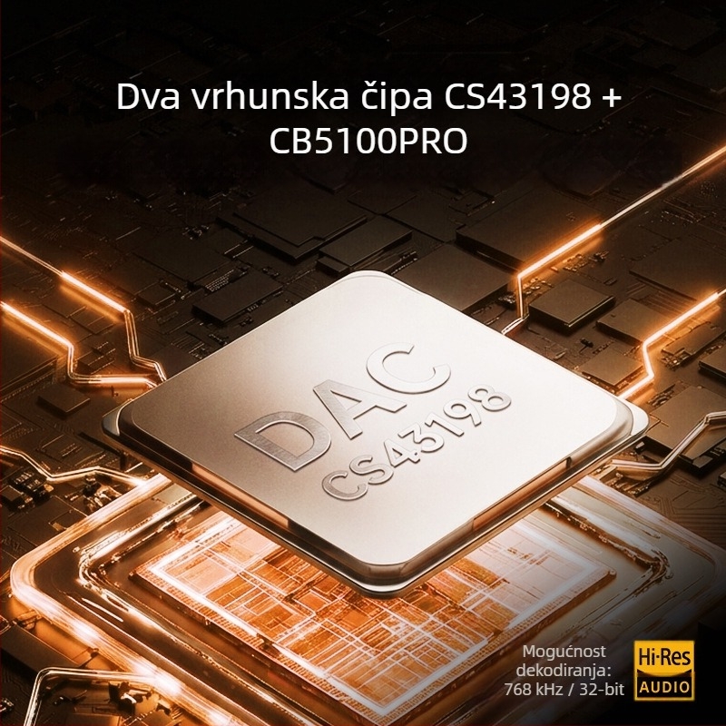 Audio dekoder kabel s dvostrukim portovima 4.4mm/3.5mm i Type-C, srebrno pokovan, monokrystalni bakar, CE potvrda