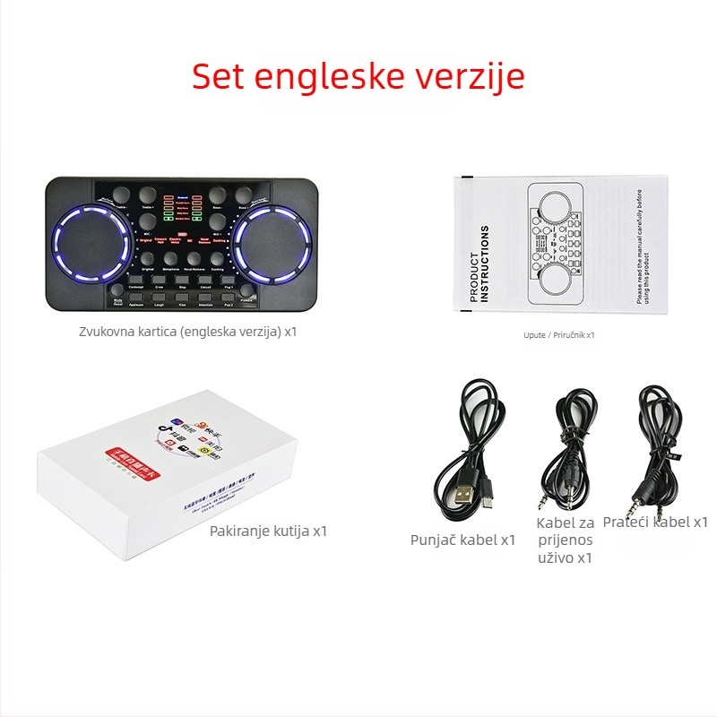 V300 Pro Live zvučna kartica set za mobitele i PC - Bluetooth reverber, bežično, ugrađena baterija 1000–1200 mAh, frekvencijski odziv 60 Hz–15 kHz, autonomija 6–8 h