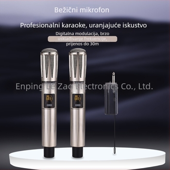 Kućni/KTV mikrofon s vanjskom zvučnom kartom — kardioidni, raspon frekvencija 100Hz-20kHz, SNR ≥70dB, vijek trajanja baterije 6-8 sati