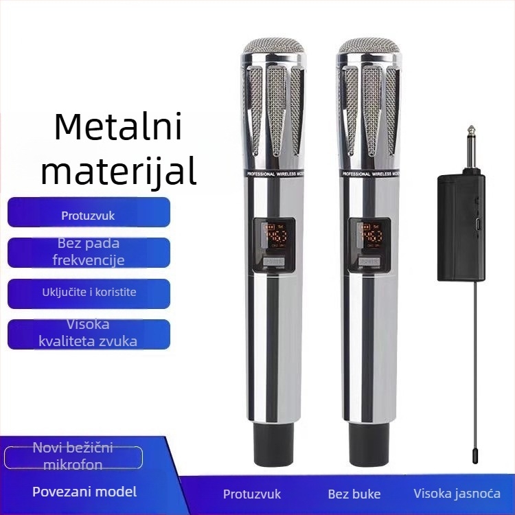 Kućni/KTV mikrofon s vanjskom zvučnom kartom — kardioidni, raspon frekvencija 100Hz-20kHz, SNR ≥70dB, vijek trajanja baterije 6-8 sati