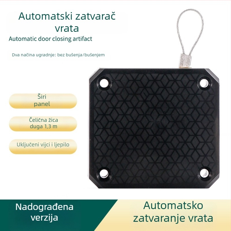 Zatvarač vrata bez bušenja – vučni kabel, za kućnu upotrebu, tih rad, automatsko vraćanje, ABS kućište