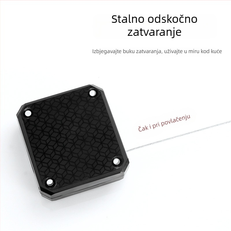Zatvarač vrata bez bušenja – vučni kabel, za kućnu upotrebu, tih rad, automatsko vraćanje, ABS kućište