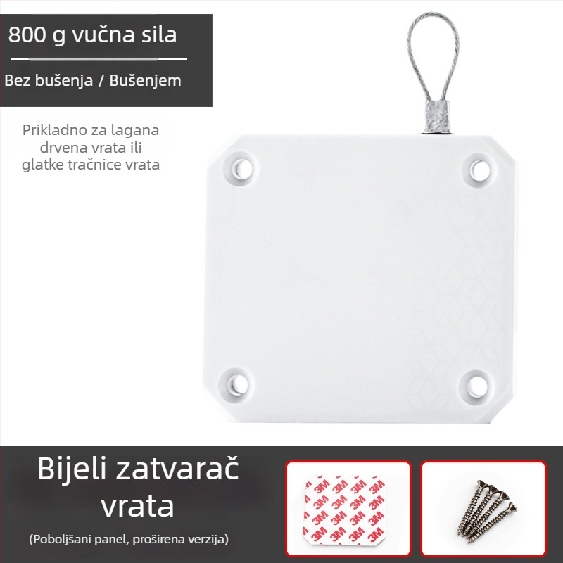 Zatvarač vrata bez bušenja – vučni kabel, za kućnu upotrebu, tih rad, automatsko vraćanje, ABS kućište
