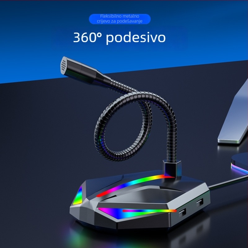 USB kondenzatorski stolni mikrofon za računalo i prijenosno računalo, kabelsko USB sučelje, pogodan za sastanke i snimanje, frekvencijski raspon 60 Hz–15 kHz, SNR ≥70 dB