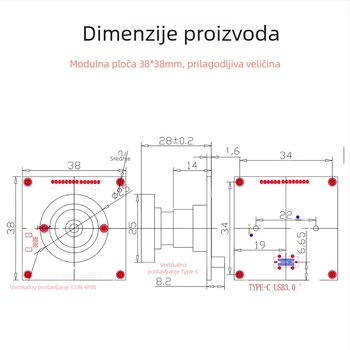 U3 kamera modul: 2MP senzor, 1080p60, USB 3.0, automatsko fokusiranje, elektronička stabilizacija slike