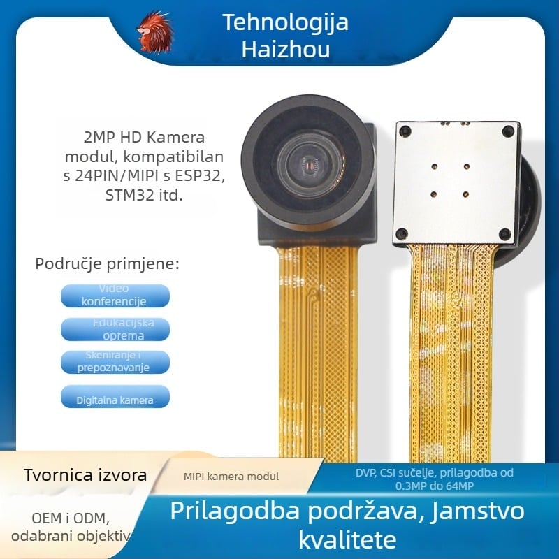 Kamera modul OV2640, 2MP, DVP sučelje, ESP32-kompatibilan, 160° širokokutni objektiv