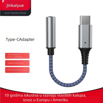 KYERE MH288B Type-C na 3,5 mm audio adapter za pozive i karaoke — Kompatibilan s Huawei, Samsung, Xiaomi, Google, Sony