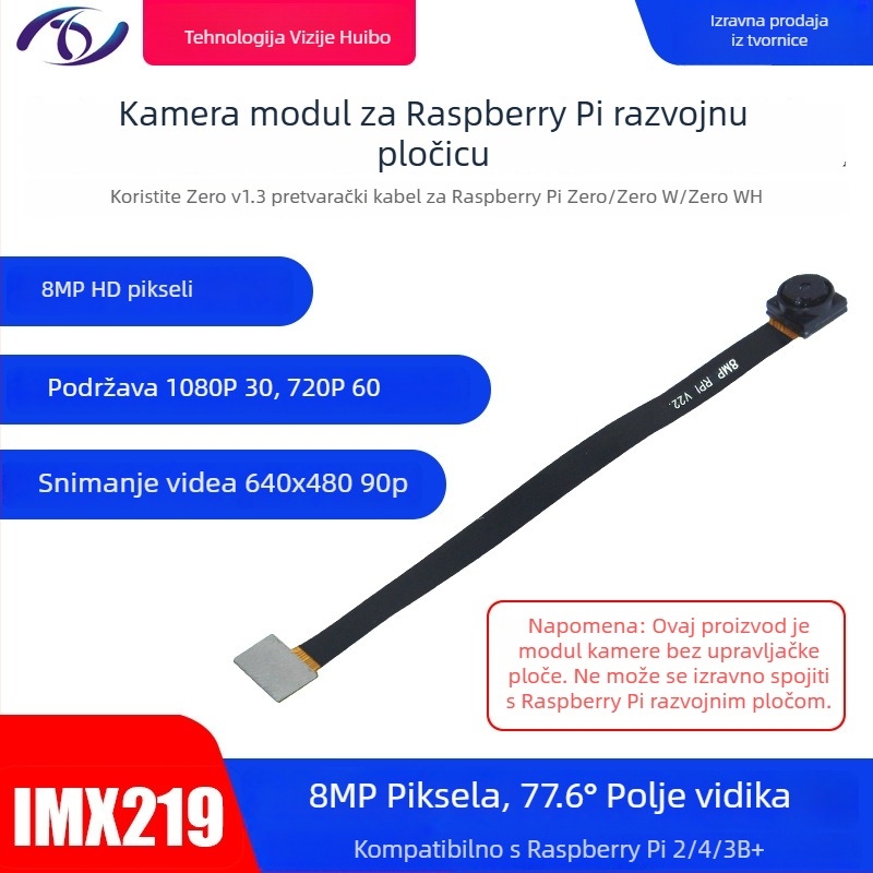 Kamera modul Raspberry Pi s IMX219 senzorom, rezolucija 2592×1944, 30fps, CSI sučelje, ručno fokusiranje