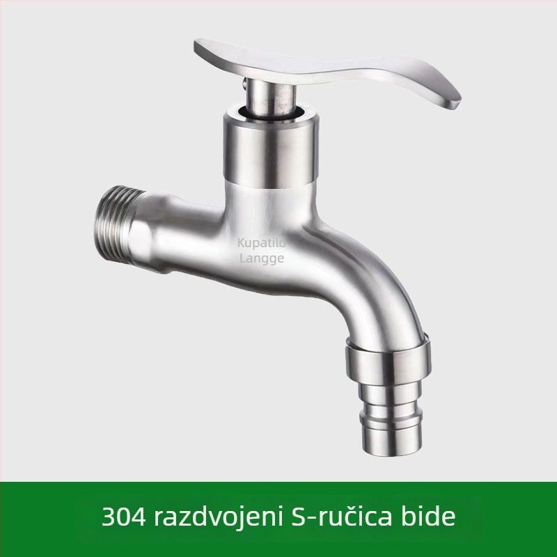 Kran za perilicu rublja, 304 nehrđajućeg čelika, ugrađen u zid, 20 mm ulaz/izlaz, otvaranje ključem, bakrena jezgra ventila