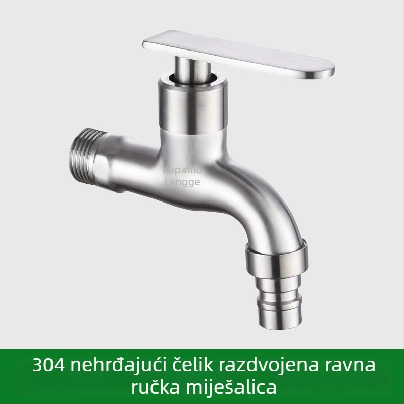 Kran za perilicu rublja, 304 nehrđajućeg čelika, ugrađen u zid, 20 mm ulaz/izlaz, otvaranje ključem, bakrena jezgra ventila