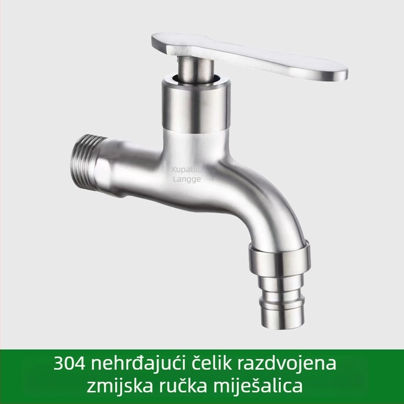 Kran za perilicu rublja, 304 nehrđajućeg čelika, ugrađen u zid, 20 mm ulaz/izlaz, otvaranje ključem, bakrena jezgra ventila