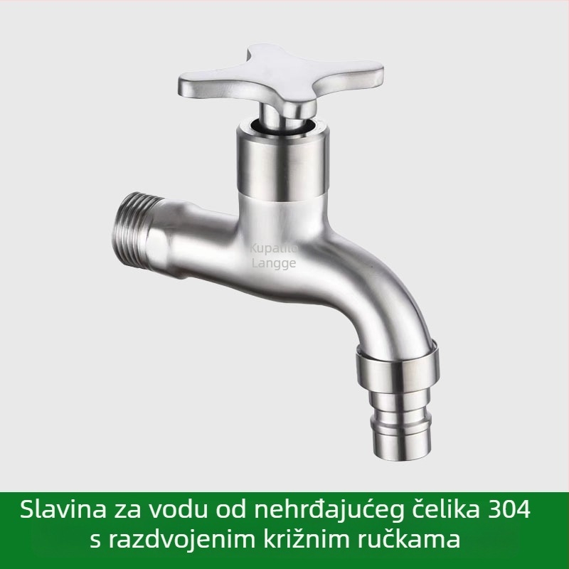 Kran za perilicu rublja, 304 nehrđajućeg čelika, ugrađen u zid, 20 mm ulaz/izlaz, otvaranje ključem, bakrena jezgra ventila