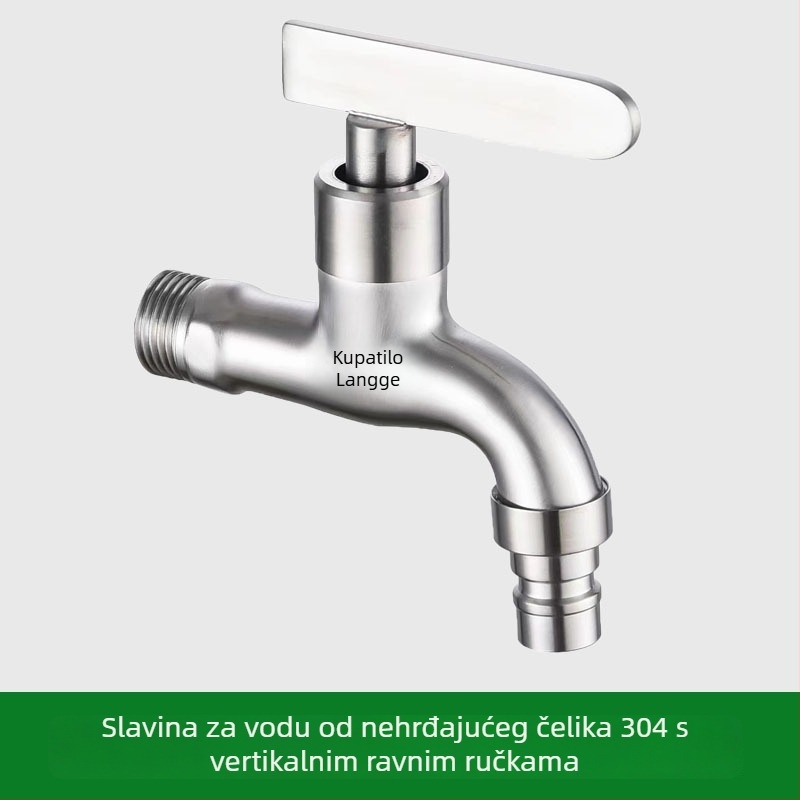 Kran za perilicu rublja, 304 nehrđajućeg čelika, ugrađen u zid, 20 mm ulaz/izlaz, otvaranje ključem, bakrena jezgra ventila