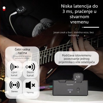 WP-12 Bežične slušalice za nadzor za električnu gitaru s Bluetooth odašiljačem i prijemnikom (1 prema 2)