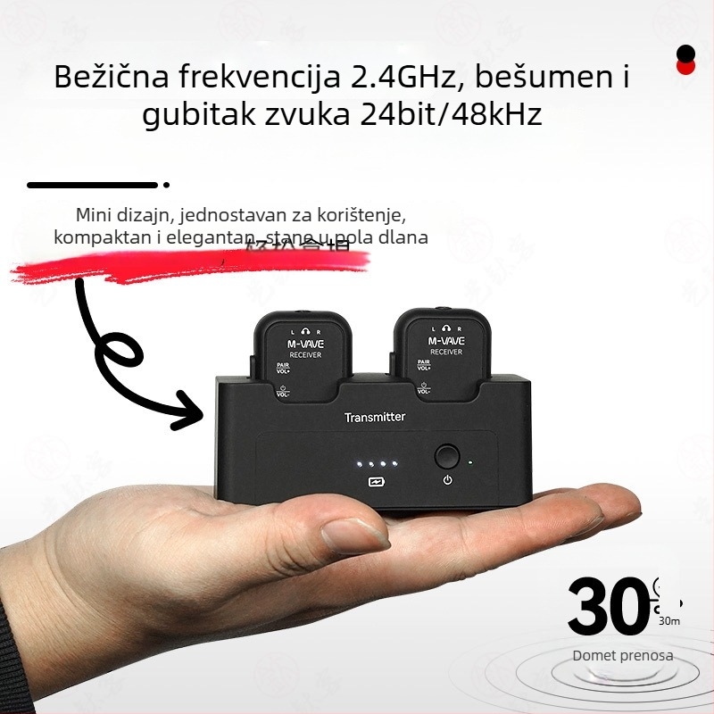 WP-12 Bežične slušalice za nadzor za električnu gitaru s Bluetooth odašiljačem i prijemnikom (1 prema 2)