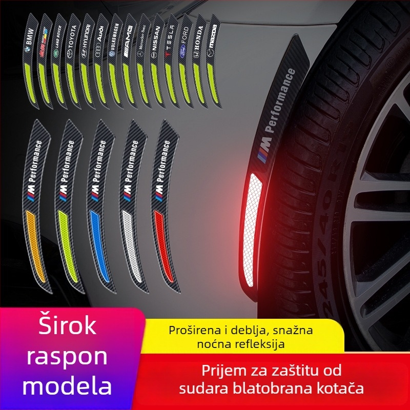 Reflektirajuća naljepnica za arku kotača – zaštita od sudara, univerzalna, model Wheel Eyebrow 001, materijal: TPE, podrijetlo: Guangdong