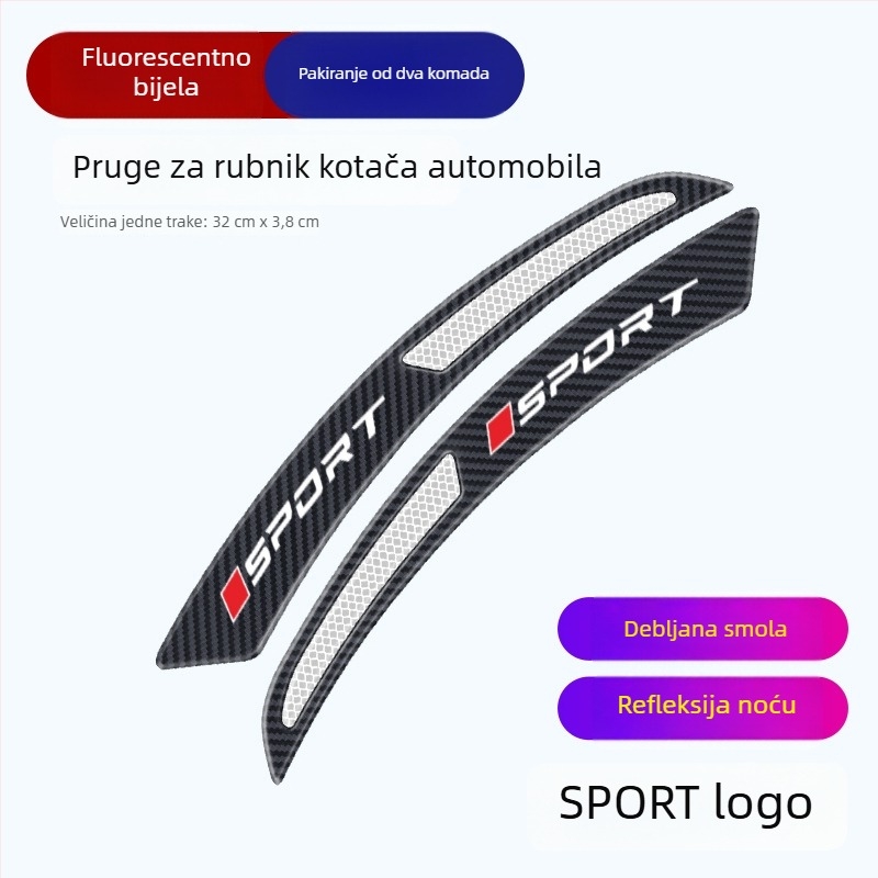 Reflektirajuća naljepnica za arku kotača – zaštita od sudara, univerzalna, model Wheel Eyebrow 001, materijal: TPE, podrijetlo: Guangdong