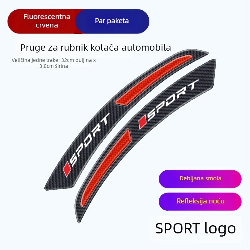 Reflektirajuća naljepnica za arku kotača – zaštita od sudara, univerzalna, model Wheel Eyebrow 001, materijal: TPE, podrijetlo: Guangdong