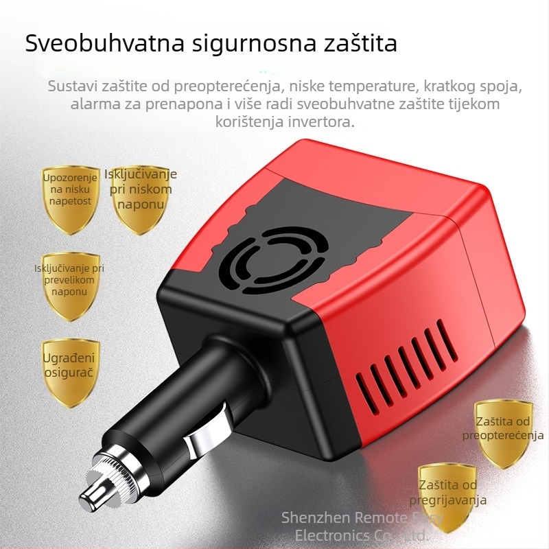 Automobilski inverter 12V ulaz, 220V izlaz, 200W, USB 2.1A, FCC certificiran