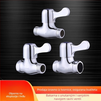 Bakarna 1/2-inčna ravna zatvarač, ugradnja u zid, brzo otvaranje, unutarnji i vanjski navoji