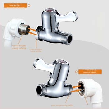 Bakarna 1/2-inčna ravna zatvarač, ugradnja u zid, brzo otvaranje, unutarnji i vanjski navoji