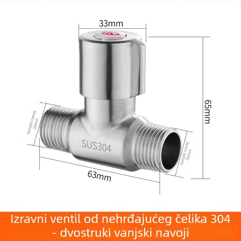 Bakarna 1/2-inčna ravna zatvarač, ugradnja u zid, brzo otvaranje, unutarnji i vanjski navoji
