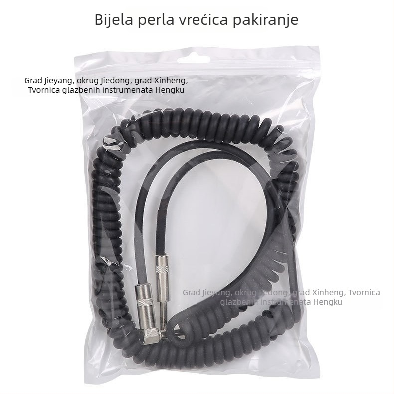 Zvučni kabel 6.3/6.35/6.5 mm, tip opruge, za električnu gitaru, PVC bakreno jezgro, model 635, spoj instrumenta
